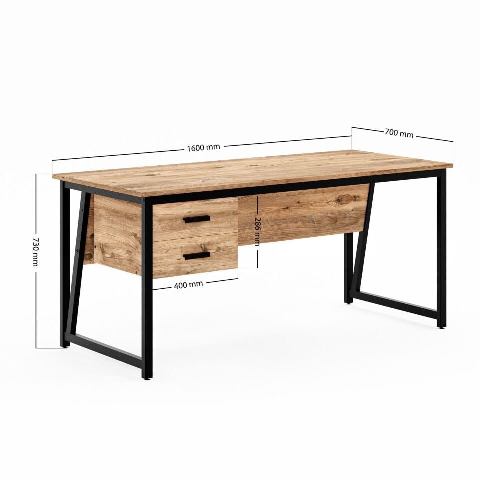 Cera MS2C Çalışma Masası,Ofis Masası - 2 Çekmeceli - 70x160 Cm - Çam