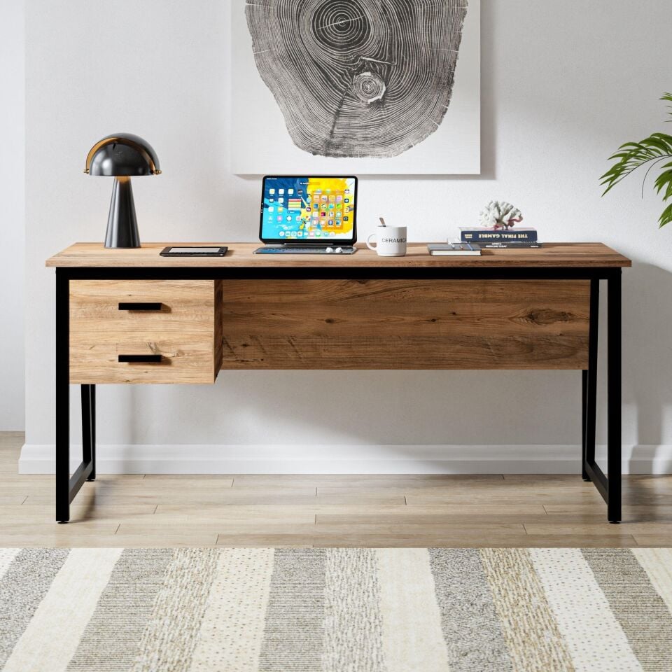 Cera MS2C Çalışma Masası,Ofis Masası - 2 Çekmeceli - 70x160 Cm - Çam
