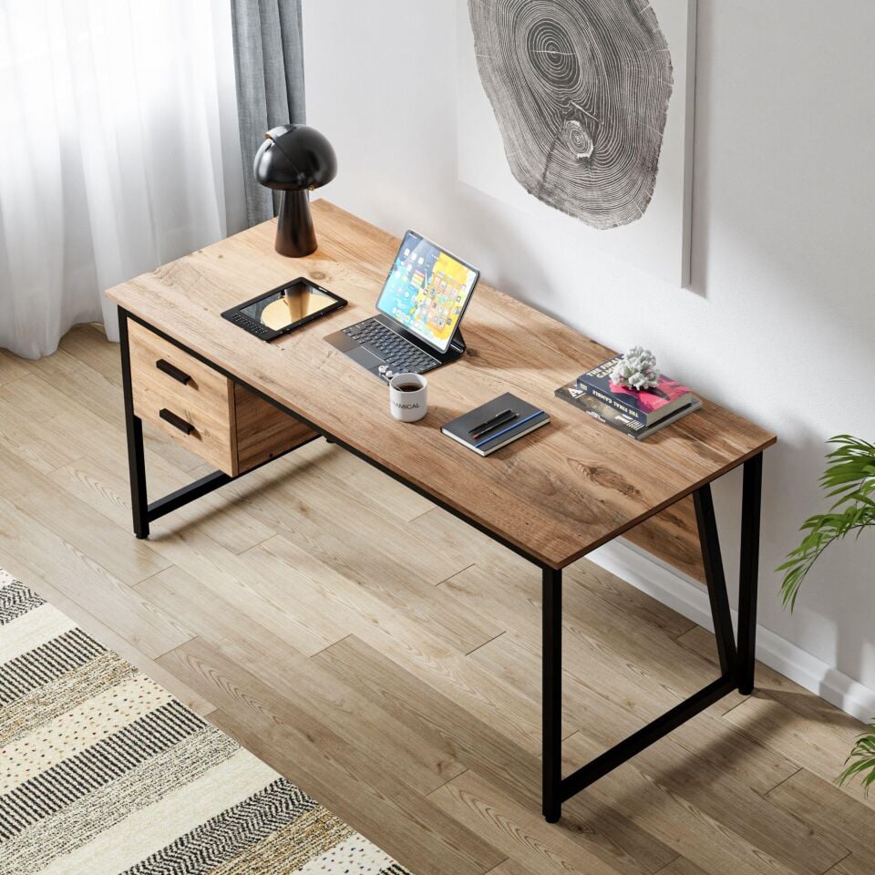 Cera MS2C Çalışma Masası,Ofis Masası - 2 Çekmeceli - 70x160 Cm - Çam