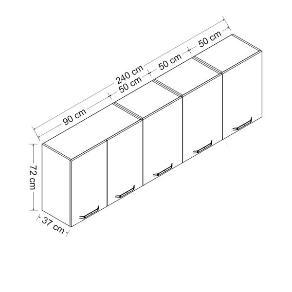 Minar 240 Cm Mutfak Dolabı Beyaz 240-B1-Üst Modül