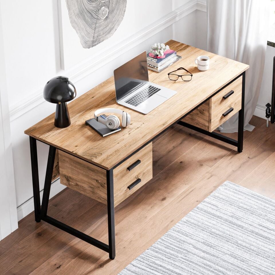 Cera MS2C Çalışma Masası,Ofis Masası - 4 Çekmeceli - 70x160 Cm - Çam