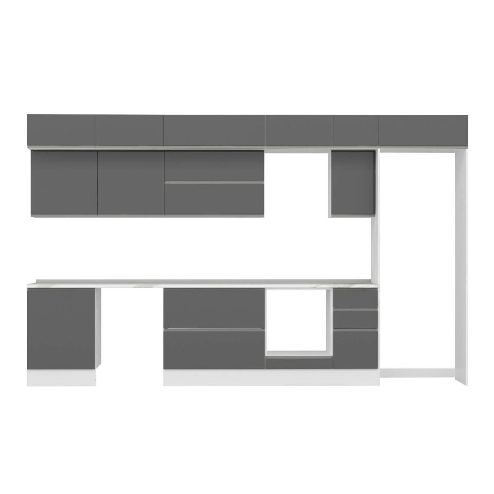 Alvinka 390X240 Cm High Gloss Mutfak Dolabı Mb-E90S60S40-2 High Gloss | Antrasit - Mdf