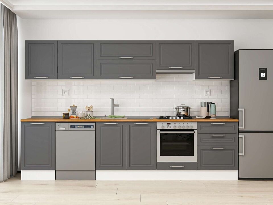 Alvinka 320X210 Cm Klasik Mebran Mutfak Dolabı Beyaz Beyaz M-E90S50S60-1