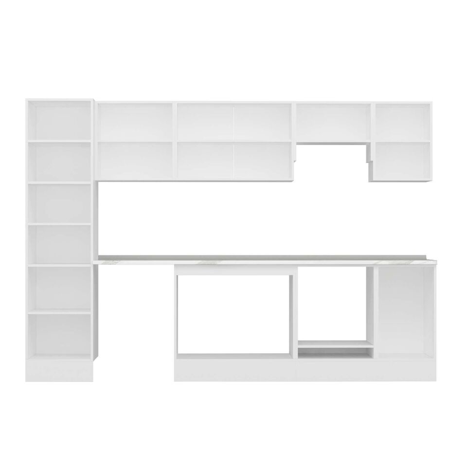 Alvinka 305X210 Cm Klasik Mebran Mutfak Dolabı Mb-E90B50S45-1 Mebran | Antrasit - Suntalam