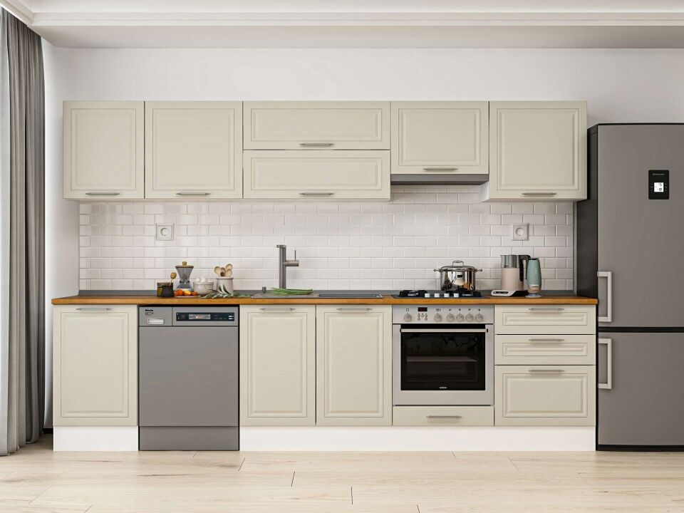 Alvinka 320X210 Cm Klasik Mebran Mutfak Dolabı Beyaz Beyaz M-E90S50S60-1
