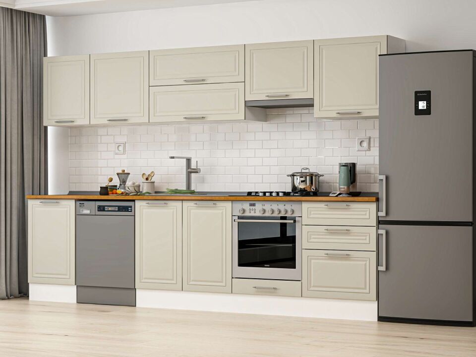 Alvinka 320X210 Cm Klasik Mebran Mutfak Dolabı Beyaz Beyaz M-E90S50S60-1