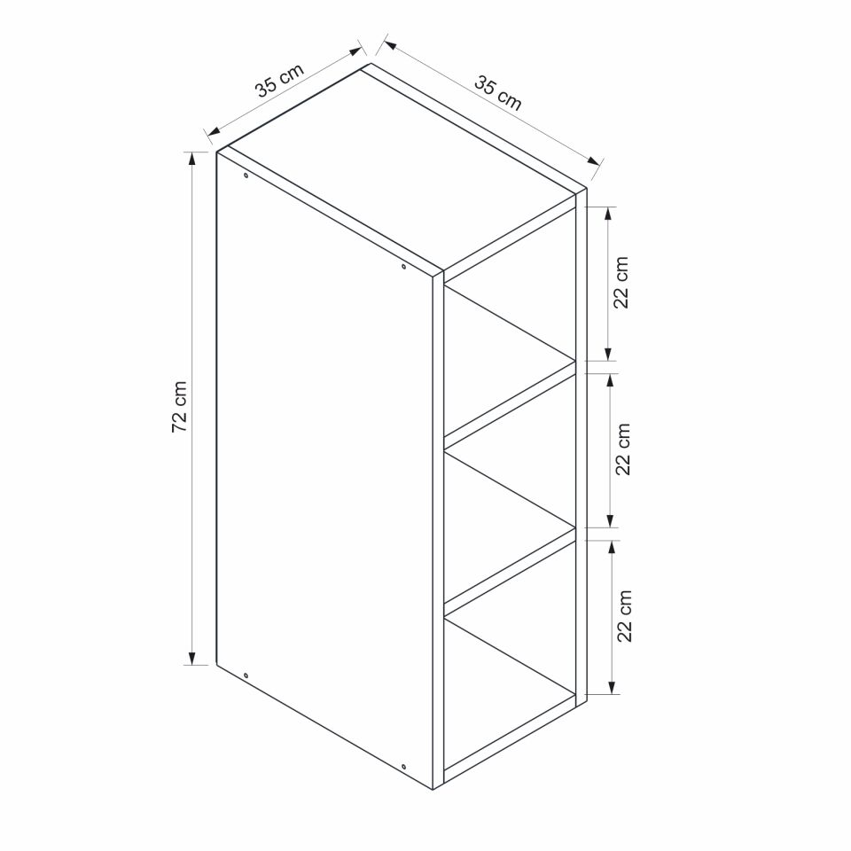 Alvinka Mutfak Modül Üst Dolap 1Dk2R 35-H72 Alm Cam Beyaz Siyah Mdf Gövde