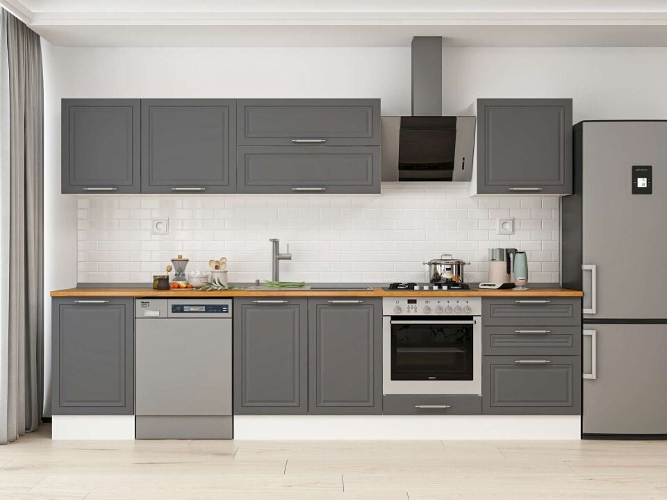 Alvinka 320X210 Cm Klasik Mebran Mutfak Dolabı Beyaz Beyaz M-E90S50S60-2