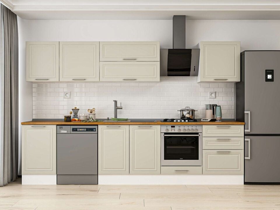 Alvinka 320X210 Cm Klasik Mebran Mutfak Dolabı Beyaz Beyaz M-E90S50S60-2