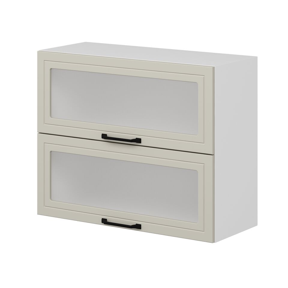 Alvinka Mutfak Modül Mbr_A Üst 2Yk1R 90-H72Cm Dolap Cam Beyaz Kumtaşı Mdf
