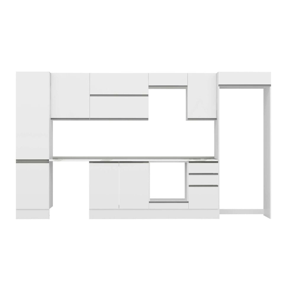 Alvinka 375X222 Cm High Gloss Mutfak Dolabı Mbb-E80B50S45-2 High Gloss | Beyaz - Mdf