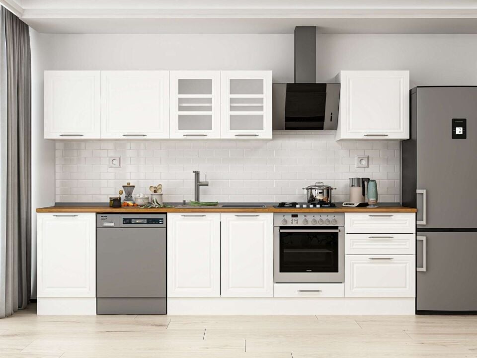 Alvinka 320X210 Cm Klasik Mebran Mutfak Dolabı Beyaz Beyaz M-E90S50S60-3