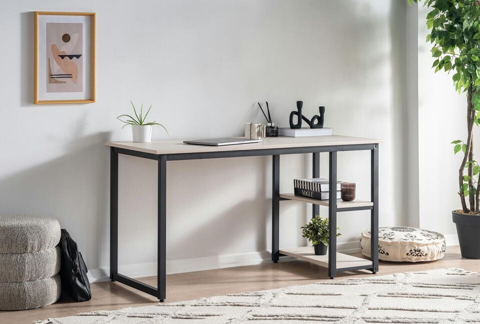 Ceramical MSRT Çalışma Masası - 60x140 cm - Vizon Bej