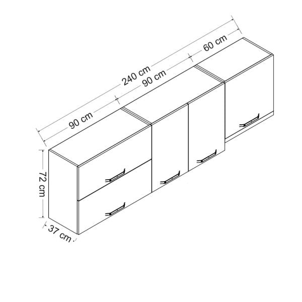Minar 240 Cm Mutfak Dolabı Beyaz 240-B5-Üst Modül