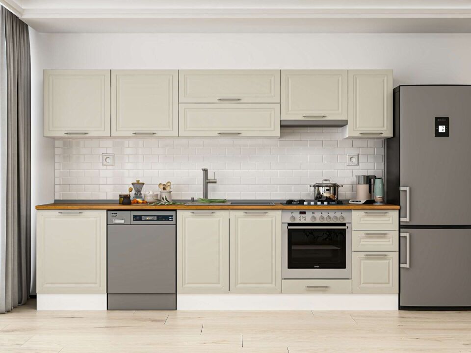 Alvinka 310X210 Cm Klasik Mebran Mutfak Dolabı Beyaz Beyaz M-E90S60S40-1