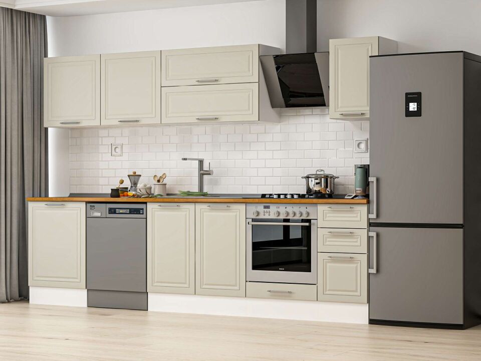 Alvinka 310X210 Cm Klasik Mebran Mutfak Dolabı Beyaz Beyaz M-E90S60S40-2