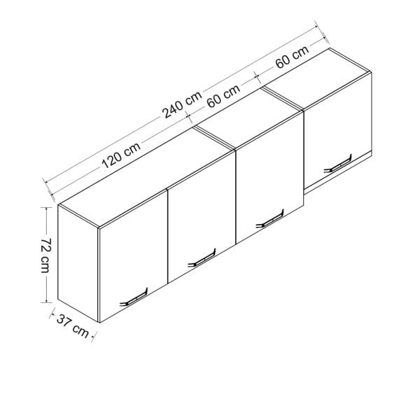 Minar 240 Cm Mutfak Dolabı Beyaz 240-B8-Üst Modül