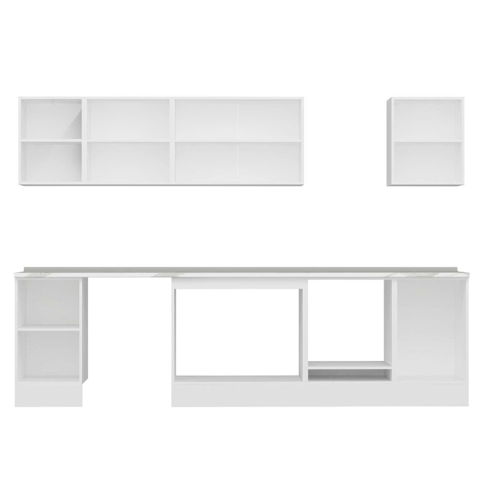Alvinka 295X210 Cm High Gloss Mutfak Dolabı M-E80S45S50-2 High Gloss | Beyaz - Suntalam