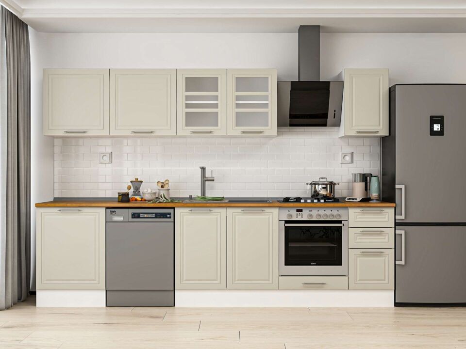 Alvinka 310X210 Cm Klasik Mebran Mutfak Dolabı Beyaz Beyaz M-E90S60S40-3