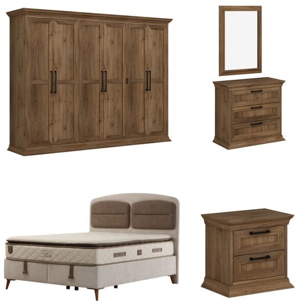 Retro Yatak Odası Takımı - Rahle Ceviz