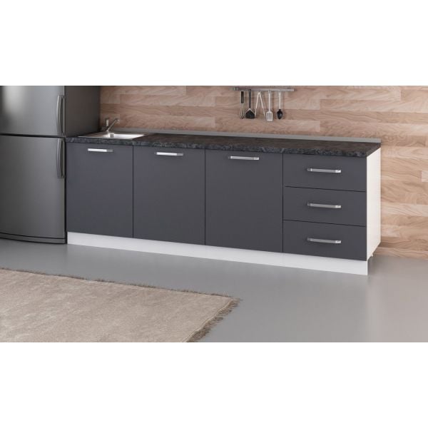 Minar 240 Cm Mutfak Dolabı Beyaz Antrasit 240-A3-Alt Modül