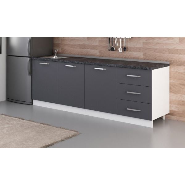 Minar 240 Cm Mutfak Dolabı Beyaz Antrasit 240-A3-Alt Modül