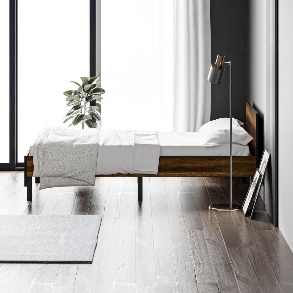 Ceramical KR1 Tek Kişilik Karyola - 90x190 - Ceviz