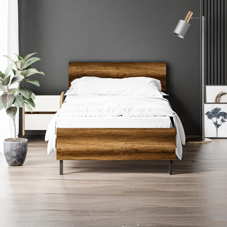 Ceramical KR1 Tek Kişilik Karyola - 90x190 - Ceviz