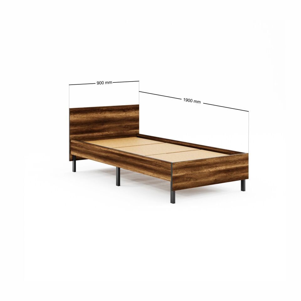 Ceramical KR1 Tek Kişilik Karyola - 90x190 - Ceviz