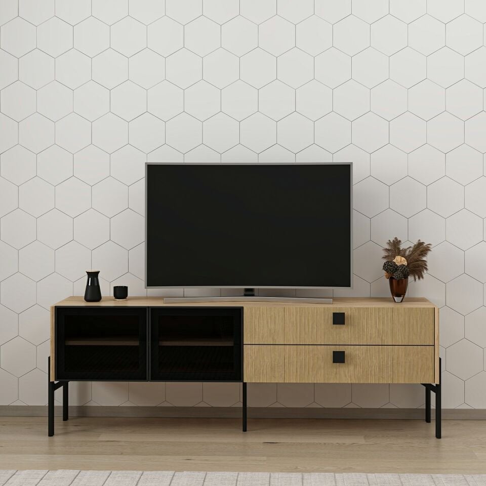 Maren Tv Ünitesi 2Cam Kpk 2Ç Metal Ayak-Sepet-G.Yunus