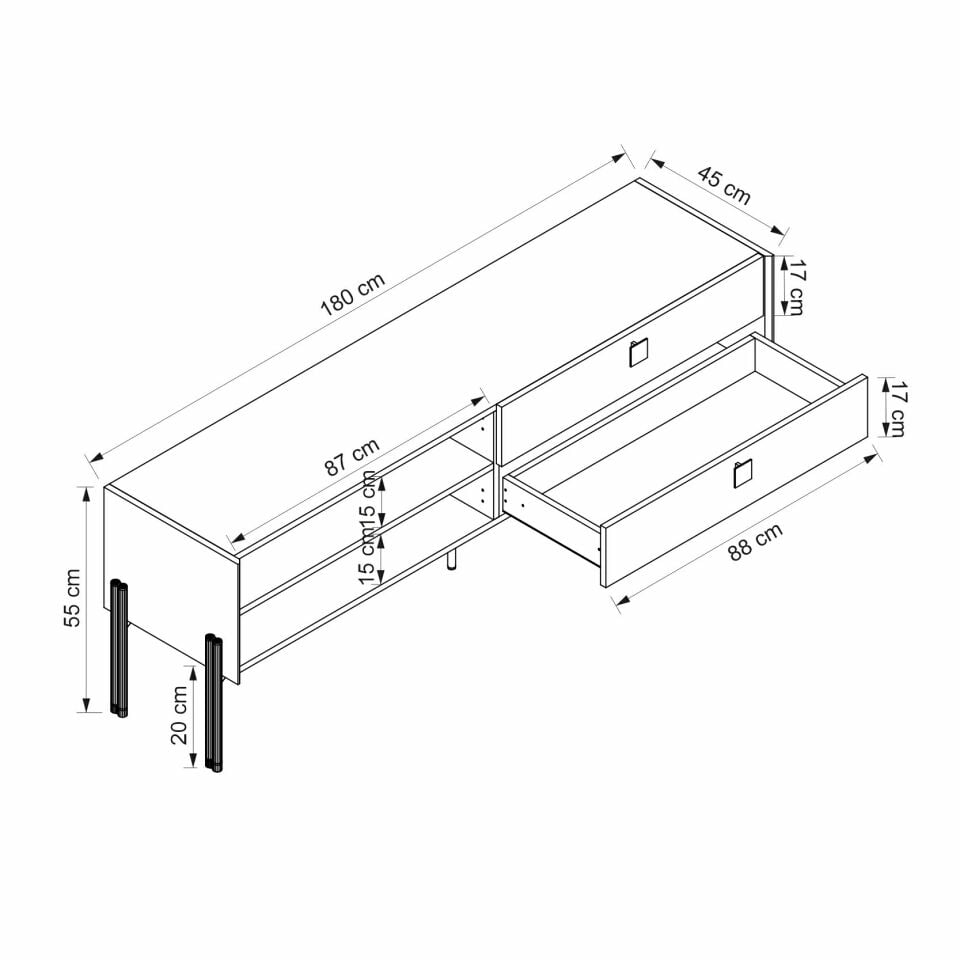 Maren Tv Ünitesi 2Cam Kpk 2Ç Metal Ayak-Sepet-G.Yunus