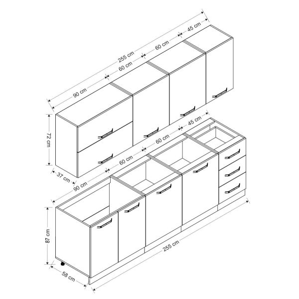 Minar 255 Cm Mutfak Dolabı Beyaz 255-B2