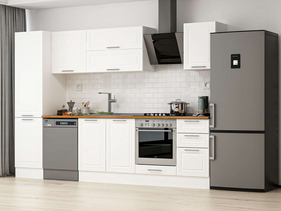 Alvinka 305X210 Cm Klasik Mebran Mutfak Dolabı Mb-E90B50S45-2 Mebran | Beyaz - Mdf