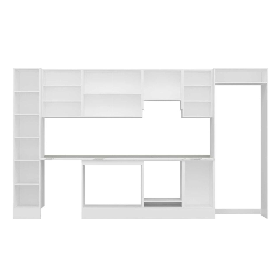 Alvinka 375X222 Cm Klasik Mebran Mutfak Dolabı Mbb-E90B40S45-1 Mebran | Antrasit - Suntalam