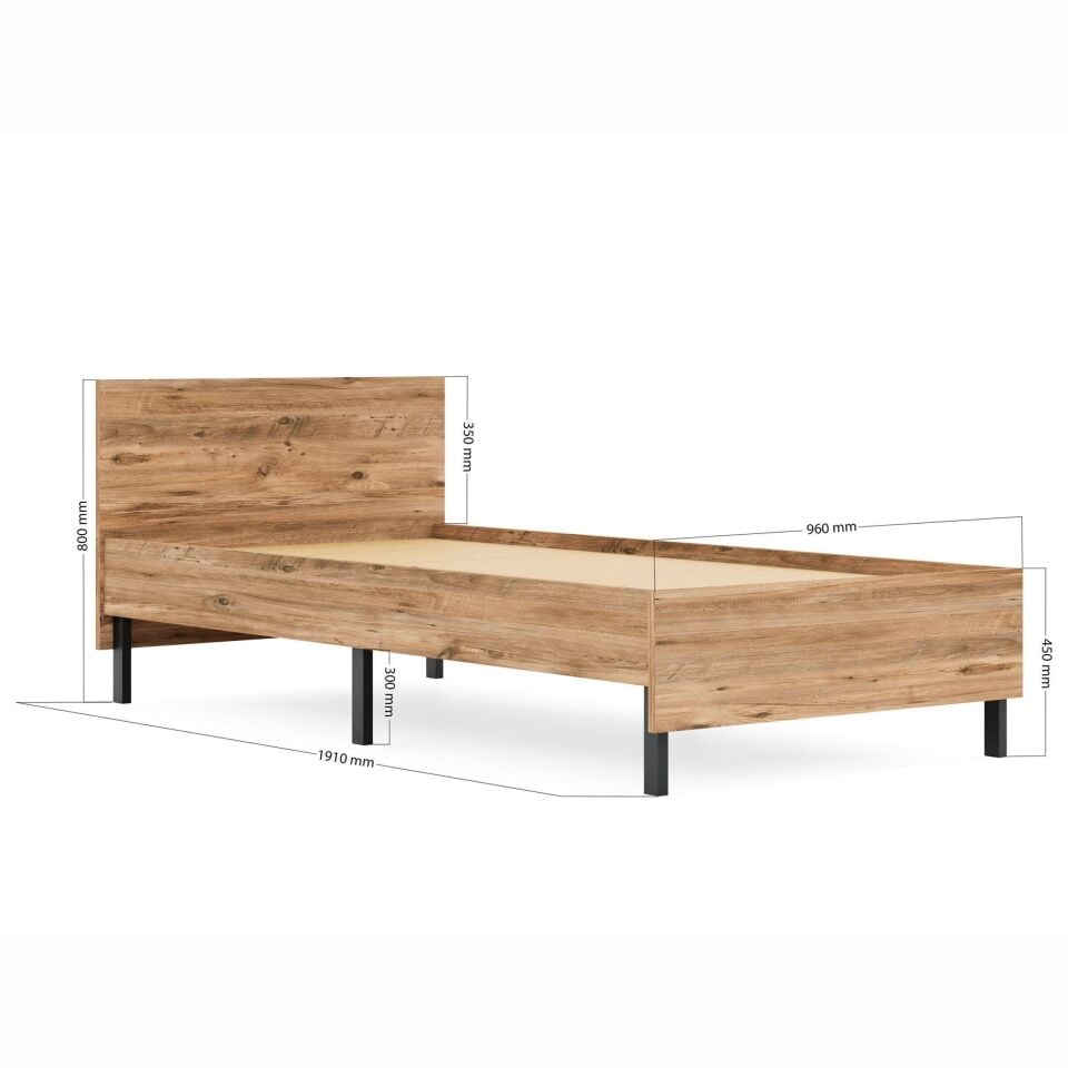 Ceramical KR1 Tek Kişilik Karyola - 90x190 - Çam