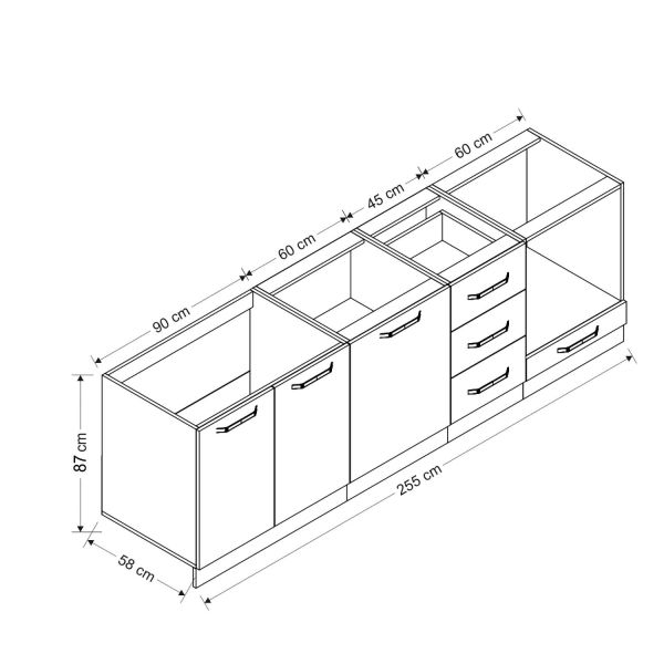 Minar 255 Cm Mutfak Dolabı Beyaz 255-B3