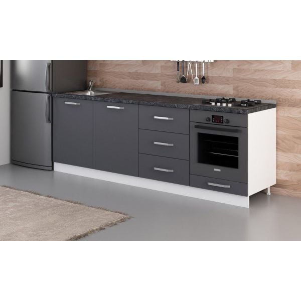 Minar 240 Cm Mutfak Dolabı Beyaz Antrasit 240-A7-Alt Modül