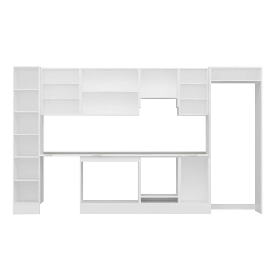 Alvinka 375X222 Cm Klasik Mebran Mutfak Dolabı Mbb-E90B40S45-1 Mebran | Kumtaşı - Suntalam