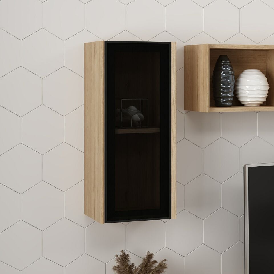 Maren Tv Camlı Üst Dolap Ledli-Sepet-G.Yunus