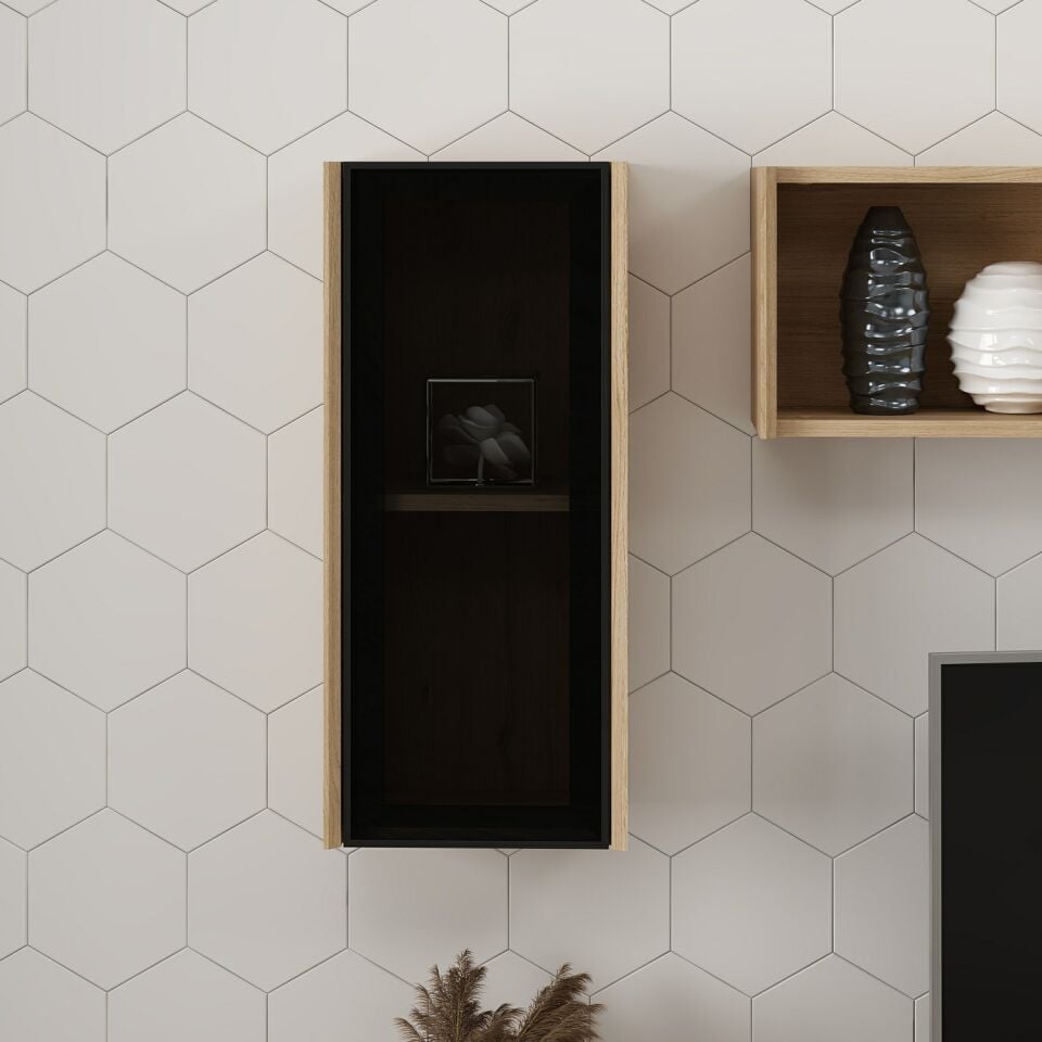 Maren Tv Camlı Üst Dolap Ledli-Sepet-G.Yunus