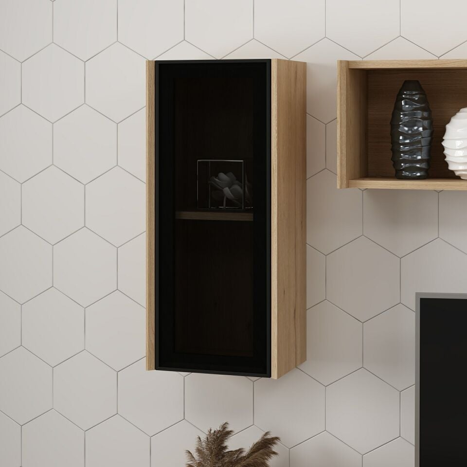 Maren Tv Camlı Üst Dolap Ledli-Sepet-G.Yunus