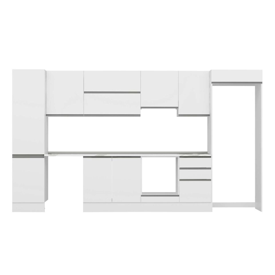 Alvinka 380X222 Cm High Gloss Mutfak Dolabı Mbb-E80B50S50-1 High Gloss | Beyaz - Mdf