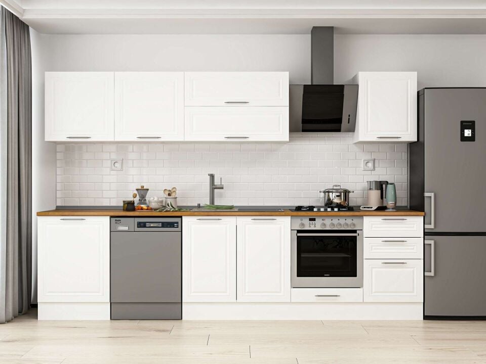 Alvinka 320X210 Cm Klasik Mebran Mutfak Dolabı Beyaz Beyaz M-E90S60S50-2