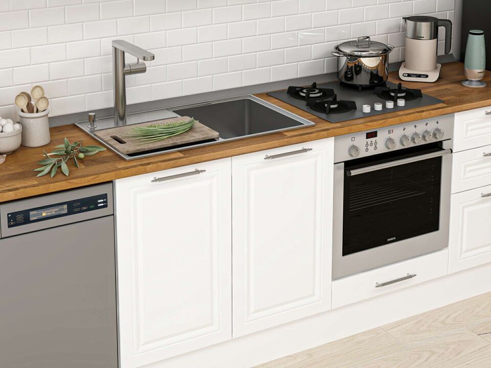 Alvinka 320X210 Cm Klasik Mebran Mutfak Dolabı Beyaz Beyaz M-E90S60S50-2