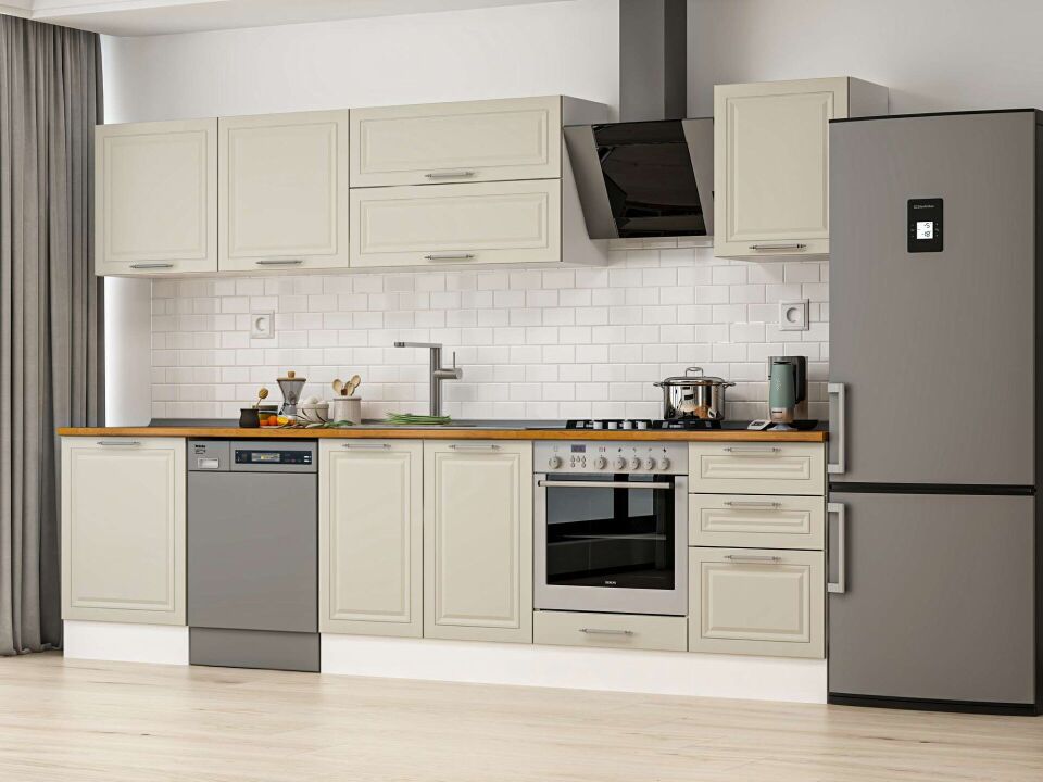 Alvinka 320X210 Cm Klasik Mebran Mutfak Dolabı Beyaz Beyaz M-E90S60S50-2