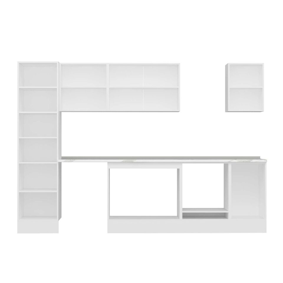 Alvinka 305X210 Cm Klasik Mebran Mutfak Dolabı Mb-E90B50S45-2 Mebran | Kumtaşı - Mdf