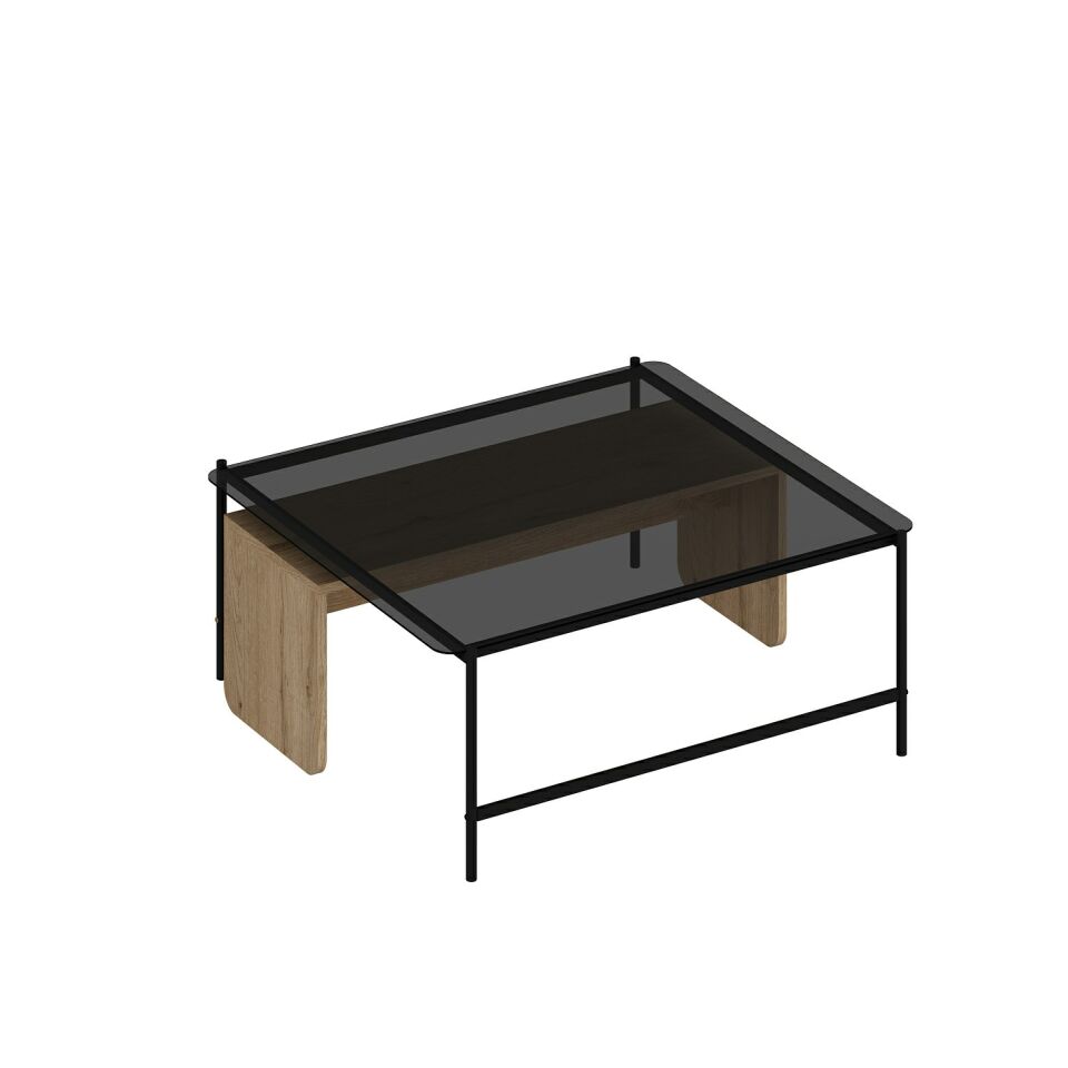 Maren Orta Sehpa Camlı Metal Ayaklı-Sepet