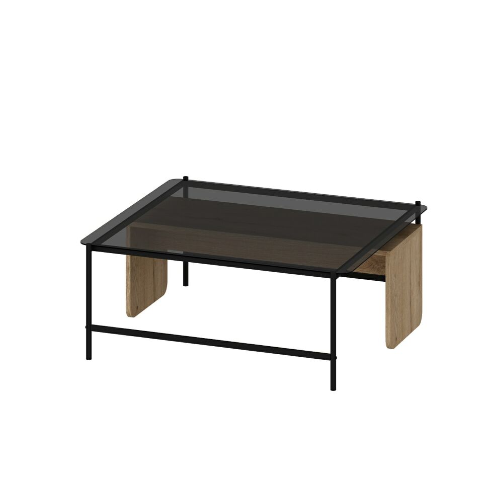 Maren Orta Sehpa Camlı Metal Ayaklı-Sepet