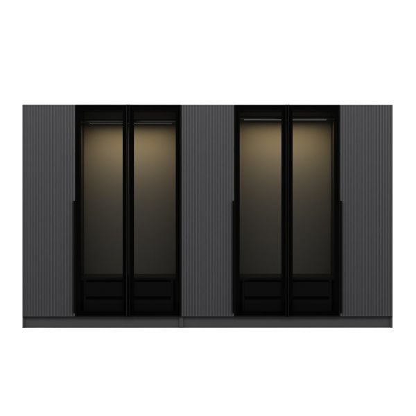 Kale Plus 7 Mebran Kapaklı 4Ç Dolap Antrasit Mebran Füme Cam