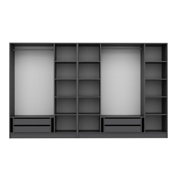 Kale Plus 7 Mebran Kapaklı 4Ç Dolap Antrasit Mebran Füme Cam